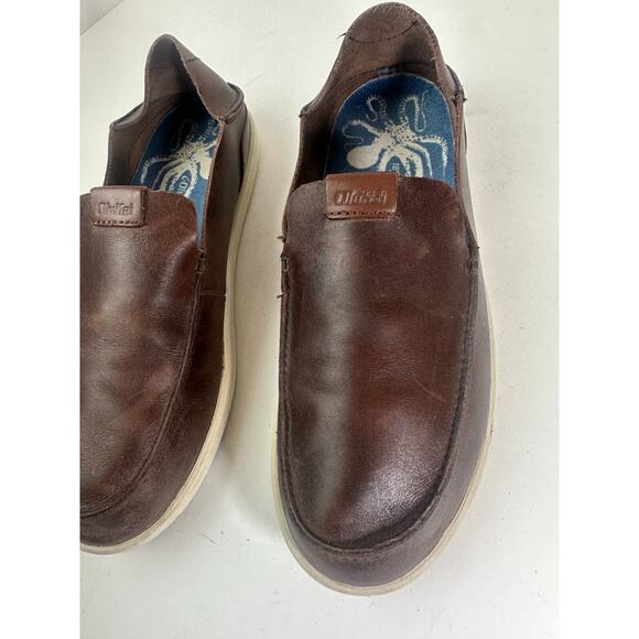 Olukai Nalukai Slip On Shoes Brown Leather Loafer Fold Down Heel Men\'s Size 8.5 main image 4